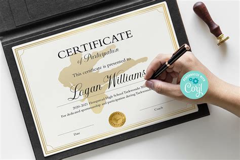 Editable Karate Certificate Template DIY Karate Participation - Etsy