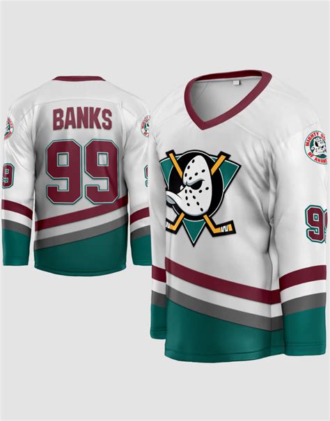 Adam Banks #99 Mighty Ducks Hockey Jersey – 99Jersey®: Your Ultimate ...