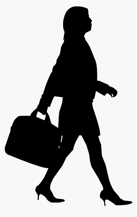 Business Woman Walking Silhouette, HD Png Download - kindpng