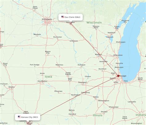 All Flight Routes From Eau Claire To Kansas City EAU To MCI Flight