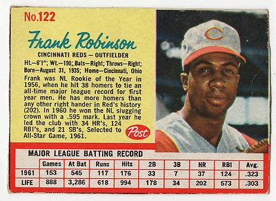 1962 POST CEREAL FRANK ROBINSON 122 CINCINNATI REDS VINTAGE BASEBALL