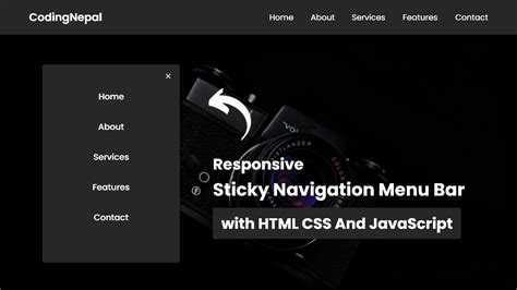 Responsive Sticky Navigation Bar Using Html Css Javascript Youtube