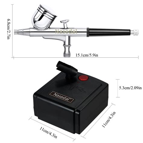 Nasedal Dual Action Airbrush Kit With Air Compressor 0 3mm Air Brush