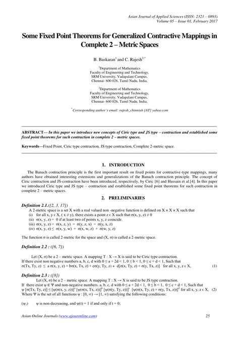 Pdf Some Fixed Point Theorems For Generalized Contractive Mappings In