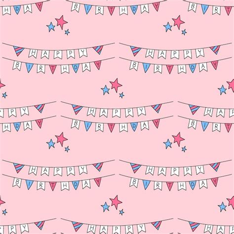 Premium Vector Happy Birthday Colorful Pattern Vector Seamless Pink