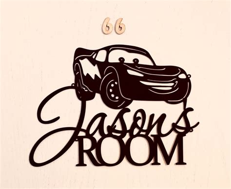 Disney Pixar Cars Custom Name Sign Lightning McQueen Metal Wall Art Door Hanging Car Childrens ...