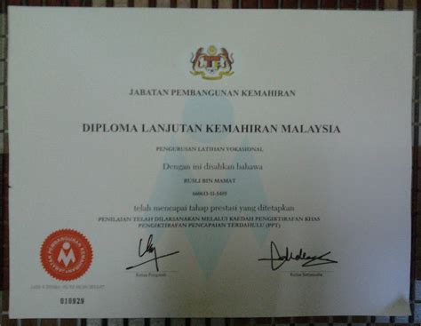 Diploma Lanjutan Kemahiran Malaysia Dlkm Tahap 5 Austin Gill