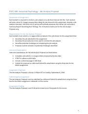 Psyc Job Analysis Proposal Fall I Pdf Psyc Industrial