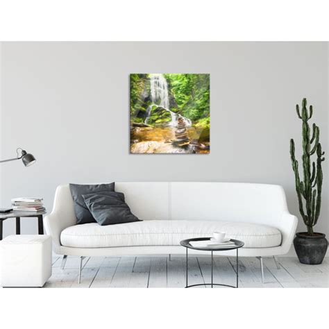 Union Rustic Glasbild Zen Steine An Einem Wasserfall Wayfair De