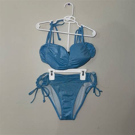 Victoria S Secret Swim Victorias Secret Blue Bikini Set Poshmark