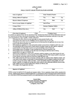 Application For Solid Waste Hauler License Fill And Sign Printable