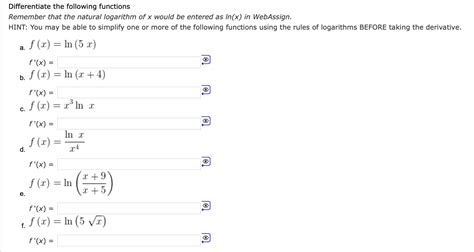 Solved Differentiate The Following Functions Remember That