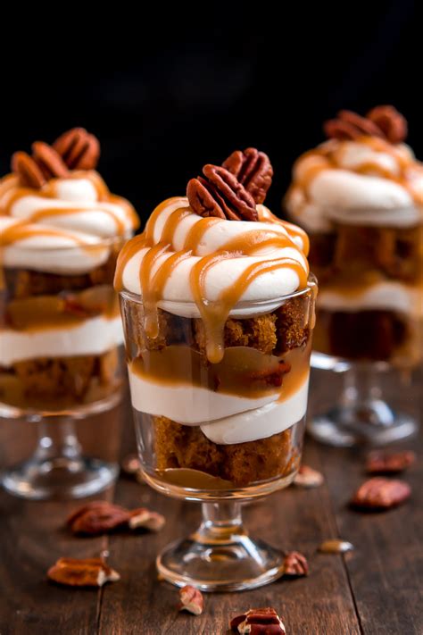 Mini Caramel Pecan Pumpkin Cheesecake Trifles Garnish And Glaze