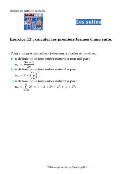 Les Suites Exercice 13 Premiere