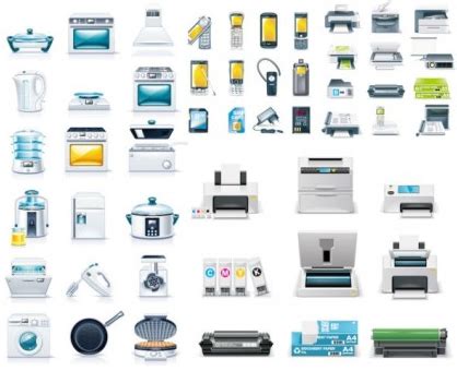 kitchen appliances office icon design vectors free download