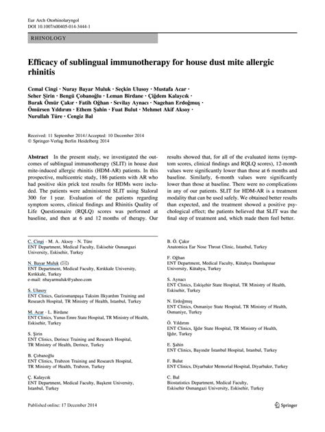 Fillable Online Efficacy Of Sublingual Immunotherapy For House Dust