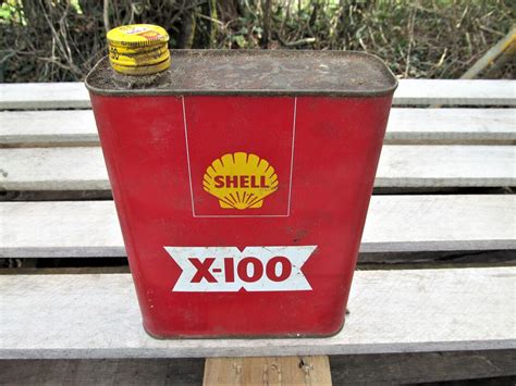 Shell X Old French Red Oil Tin Shell Bidon Huile X Etsy