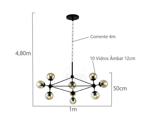 Lustre Pendente Moderno Jabuticaba Mesa Cozinha Sala Pé Direito Duplo