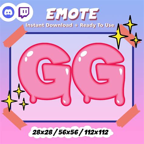 Gg Twitch Emote Pink Twitch Emote Discord Emote Youtube Emote Etsy