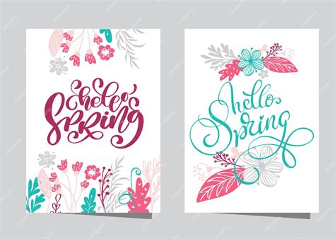 Premium Vector Hand Drawn Lettering Hello Spring With Frame Of