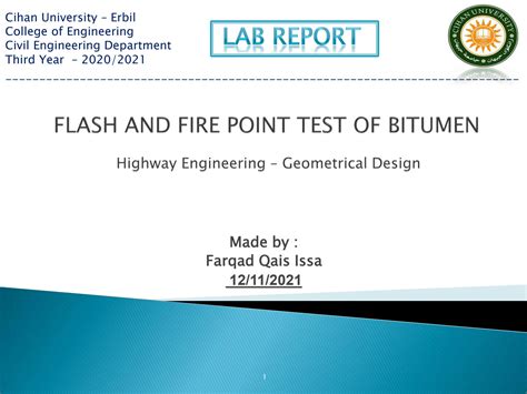 Solution Flash And Fire Point Test Of Bitumen Report Studypool