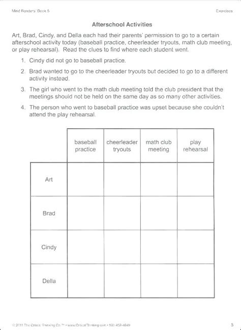 Deductive Reasoning Worksheets For Adults