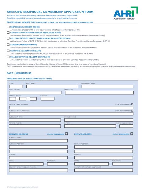 Fillable Online Ahricipd Reciprocal Membership Application Form Fax Email Print Pdffiller