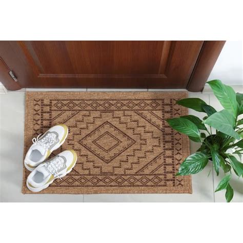 Tapis intérieur extérieur effet jute naturel uni NAZAR RUGS 80x50