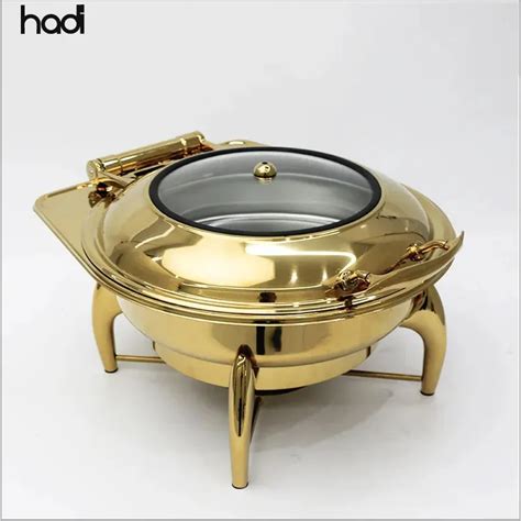 Luxury Buffet Equipment Stainless Steel Gold Chafing Dish 2 Pans Roll