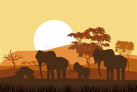 Siluetas Africanas De Los Animales Ilustración del Vector Ilustración