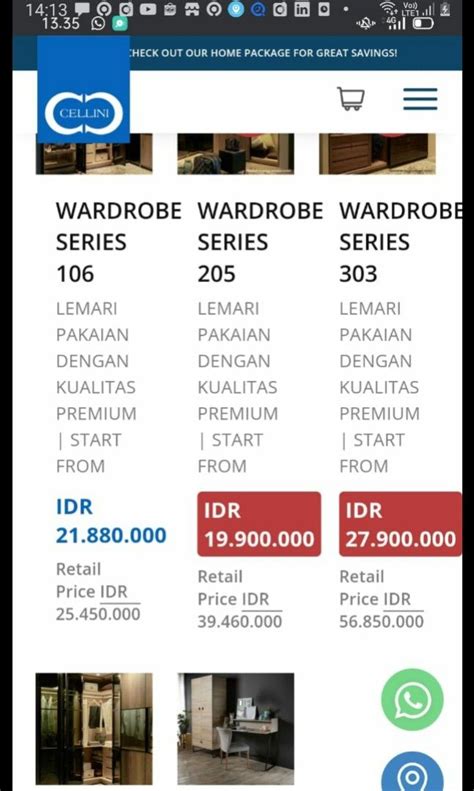 NEW For SALE SEPASANG 2 UNIT LEMARI WARDROBE CELLINI Ukuran Large N