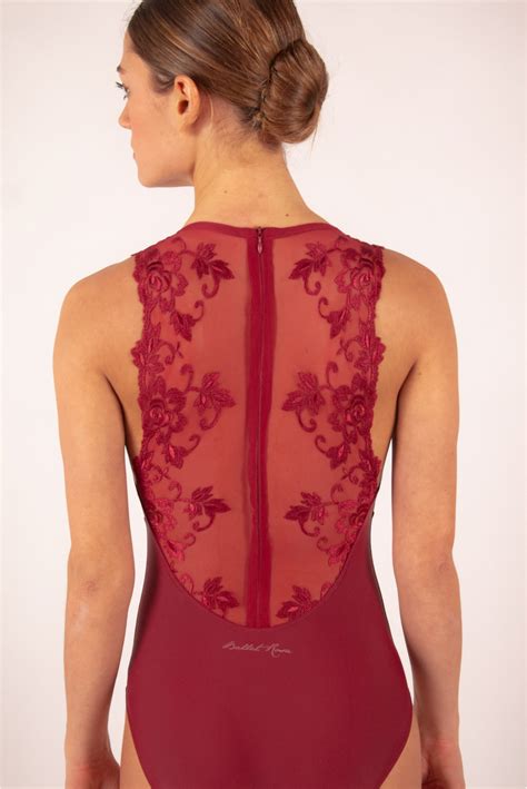 Leotard Dance Lace Ballet Rosa Esther Burgundy Mademoiselle Danse