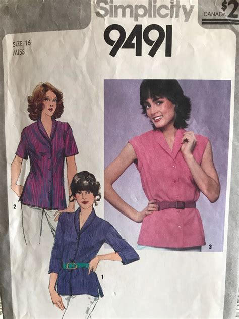 Vintage Simplicity Shirt Pattern 9491 Etsy