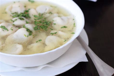 Broth with dumplings. stock photo. Image of chopped, dumplings - 57772422