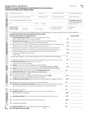 M Prx Amended Property Tax Refund Return Minnesota Revenue State Mn