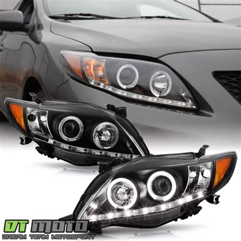 For Black Toyota Corolla Led Projector Halo Headlights Lamp