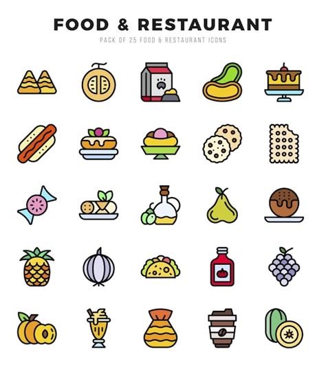 Colección de iconos de color lineal de alimentos y restaurantes 25