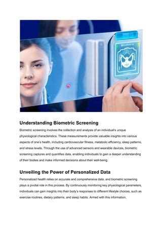 The Science Of Self Exploring Biometric Screening For Personalized