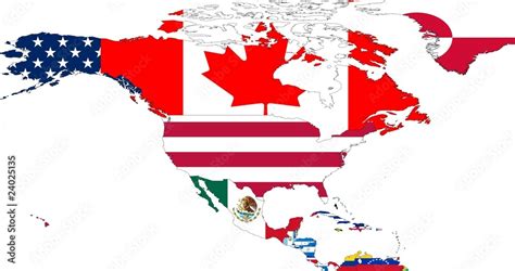 North America Map With Flags - Allyce Maitilde