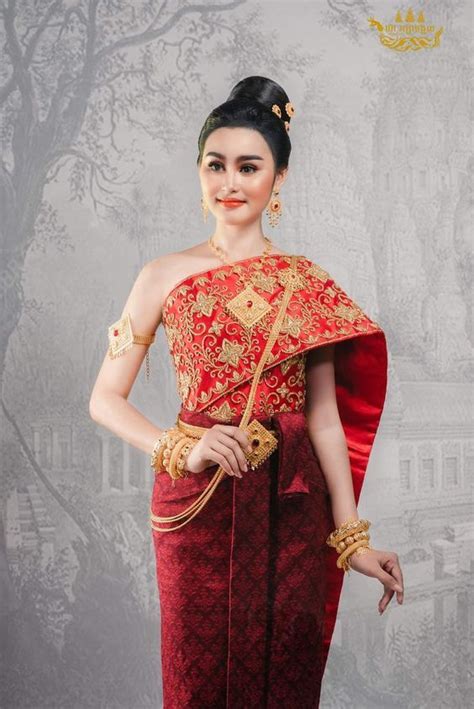 Ghim C A Khi U V N B Ng Tr N Cambodia Khmer Traditional Dress