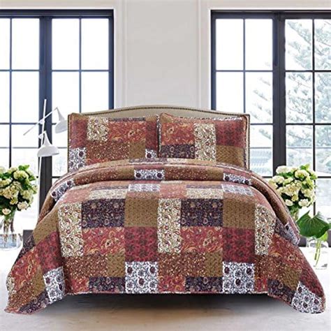 Cozy Line Home Fashions 3 Piece Country Floral Paisley Red