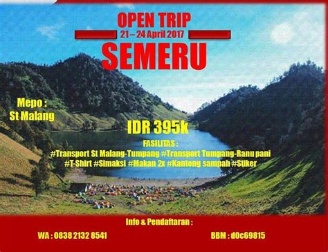 Open Trip Gunung Semeru 21 24 April 2017 Payung Rimba