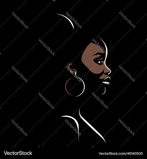 Beautiful black girl with earrings in profile Vector Image