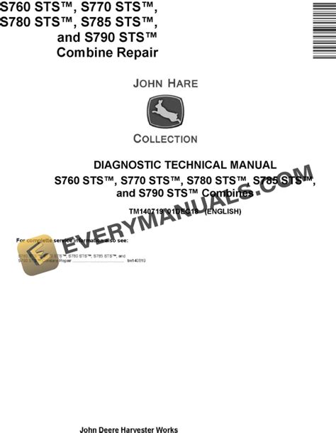 John Deere S760 To S790 STS Combine Technical Manual TM140719