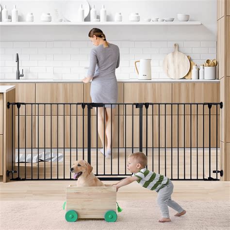 30"-80" Extra Wide 30" Tall Adjustable Auto Close Open Baby Gate with Swing Door For Doorway ...