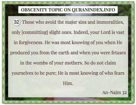 Search Obscenity Topic In Quran Surahs Verses And Islam Quran Index