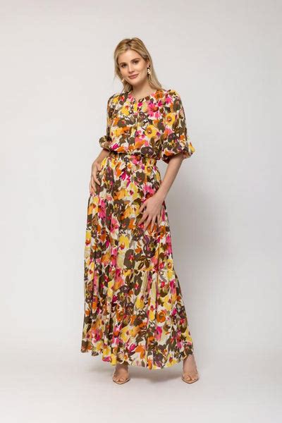 Tiered Maxi Skirt Floral Print Third By Cee