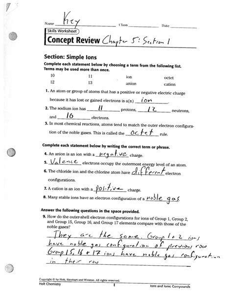 Holt Chemistry Skills Worksheet Concept Review Skillsworksheets