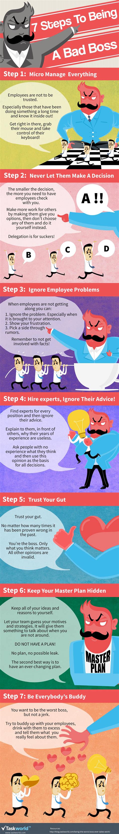 7 Steps To Being A Bad Boss Infographic Visualistan