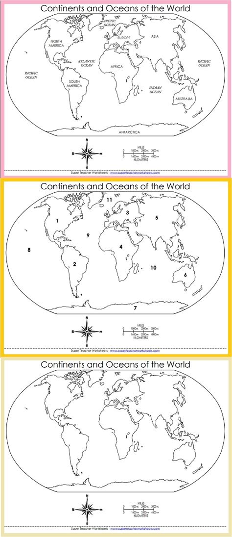 Printable World Maps Worksheets Library